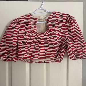 Stylish Red Patterned Women's Blouse